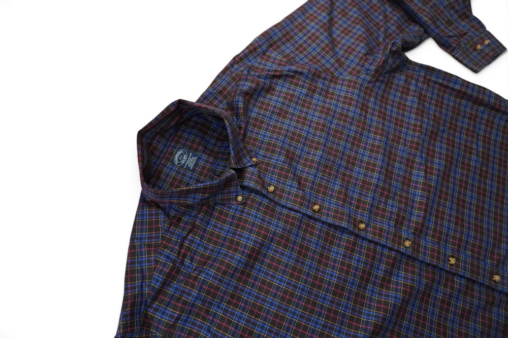 Brooks Brothers Shirt Mens 3XLT Blue Plaid Non Iron Button Down Supima Cotton